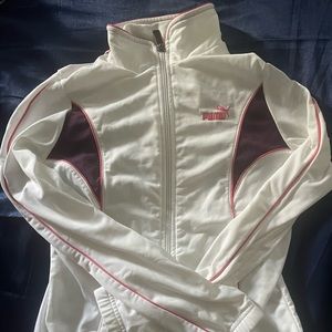 PUMA athlethic pink and white zip up jacket